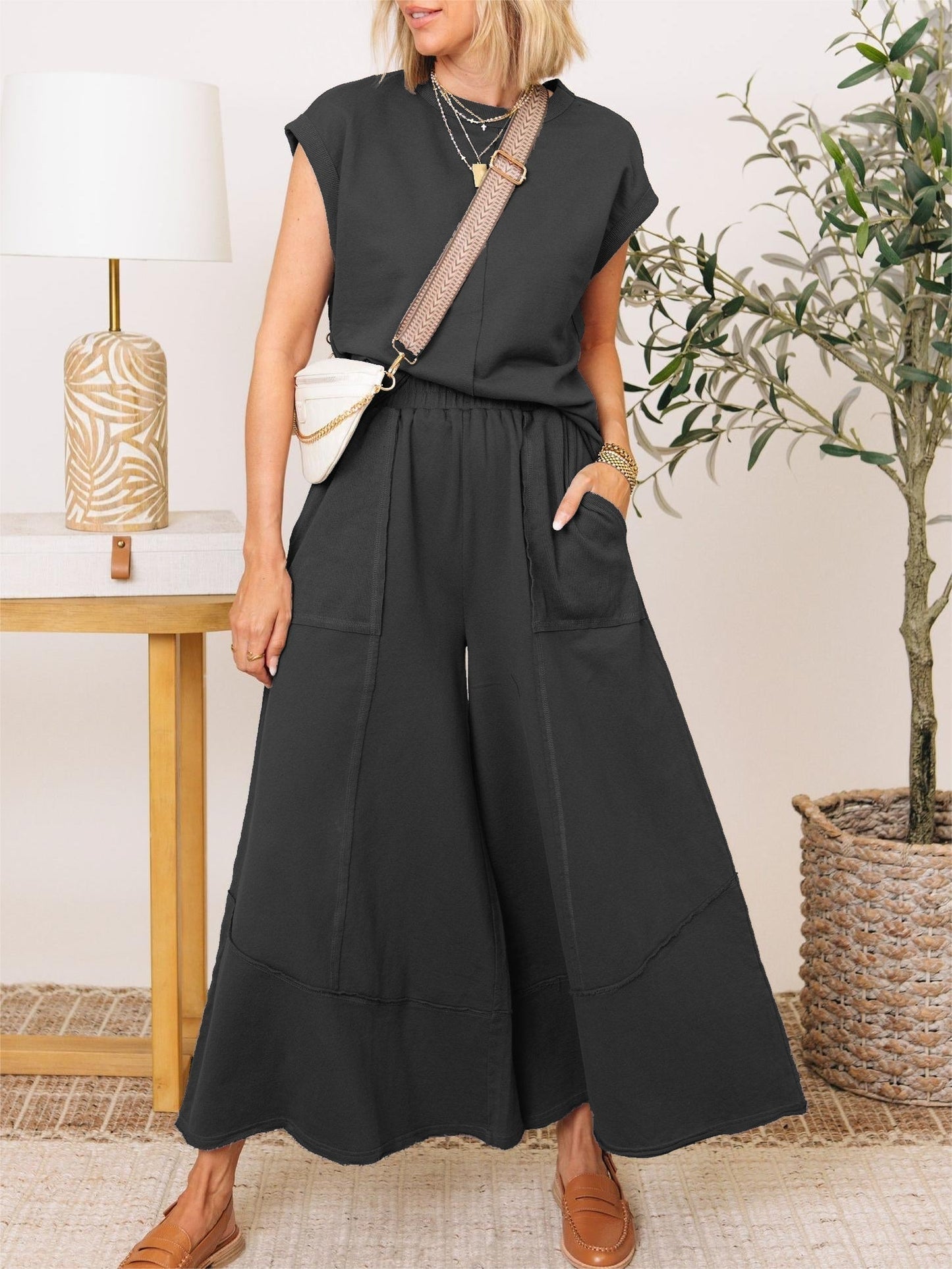 Clean Lines Top & Wide Leg Pants Set