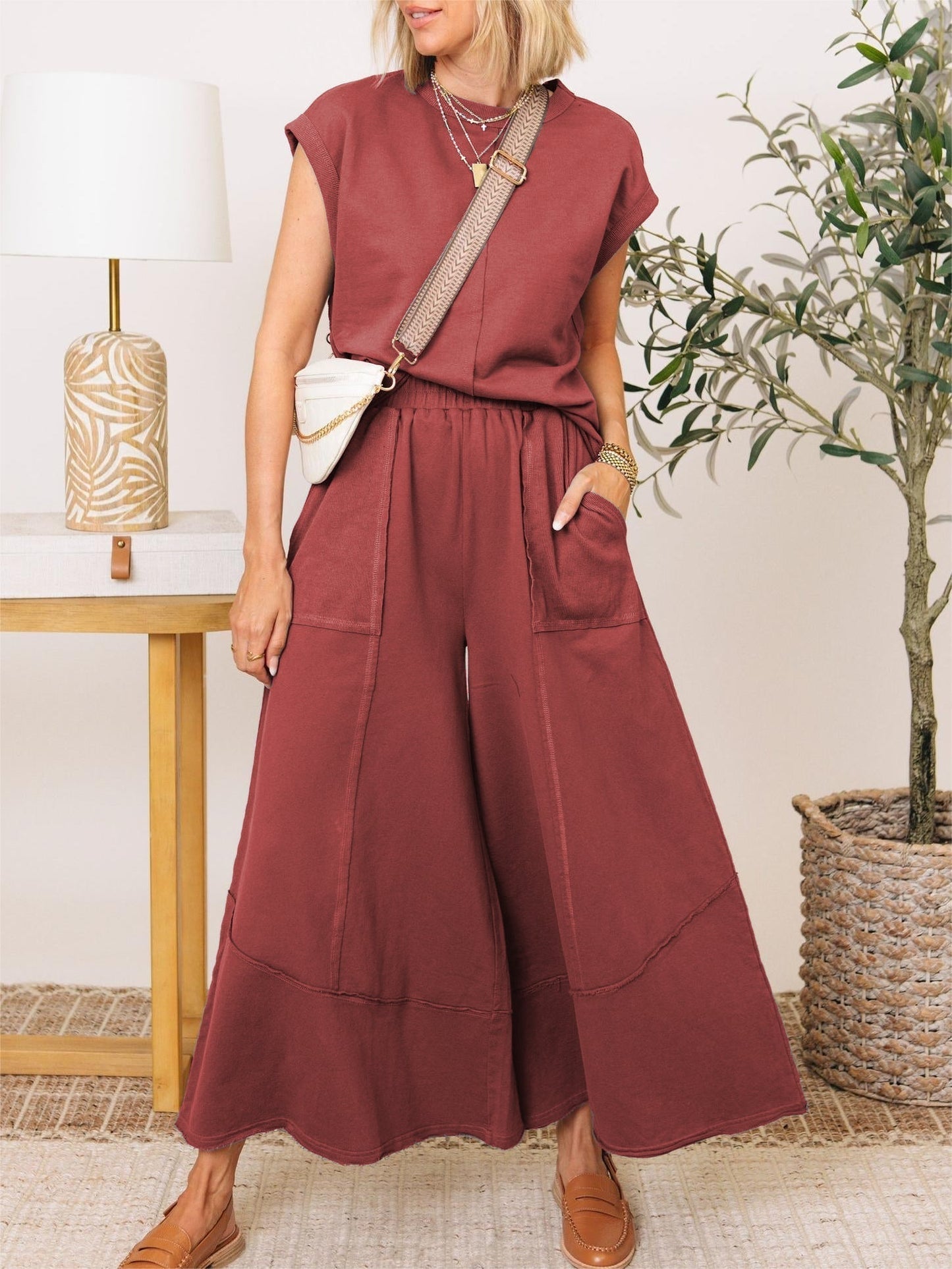 Clean Lines Top & Wide Leg Pants Set