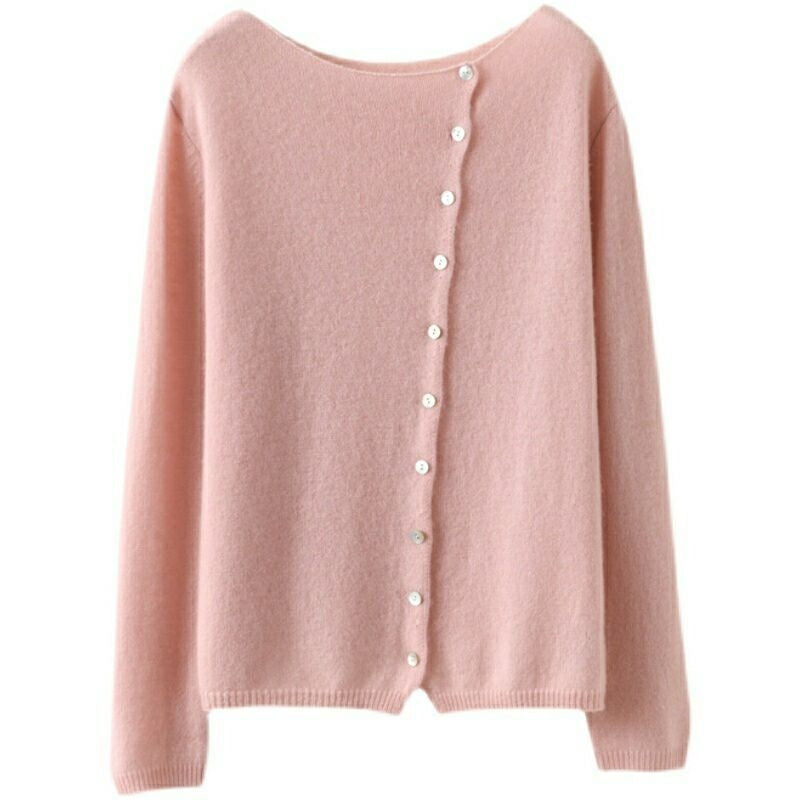 Multi-Colored Plain Long Sleeve Sweater with Skin-Friendly Texture