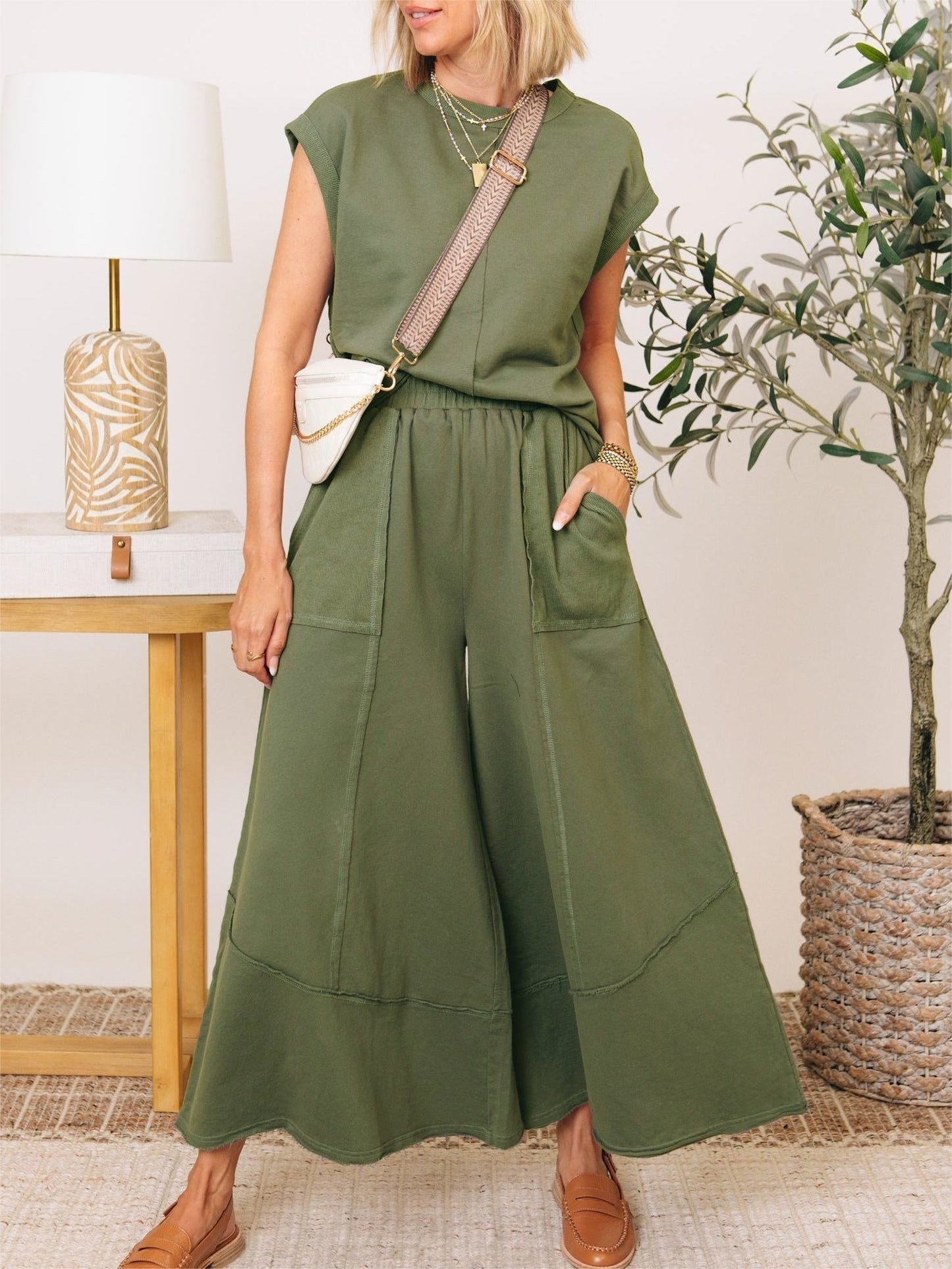 Clean Lines Top & Wide Leg Pants Set