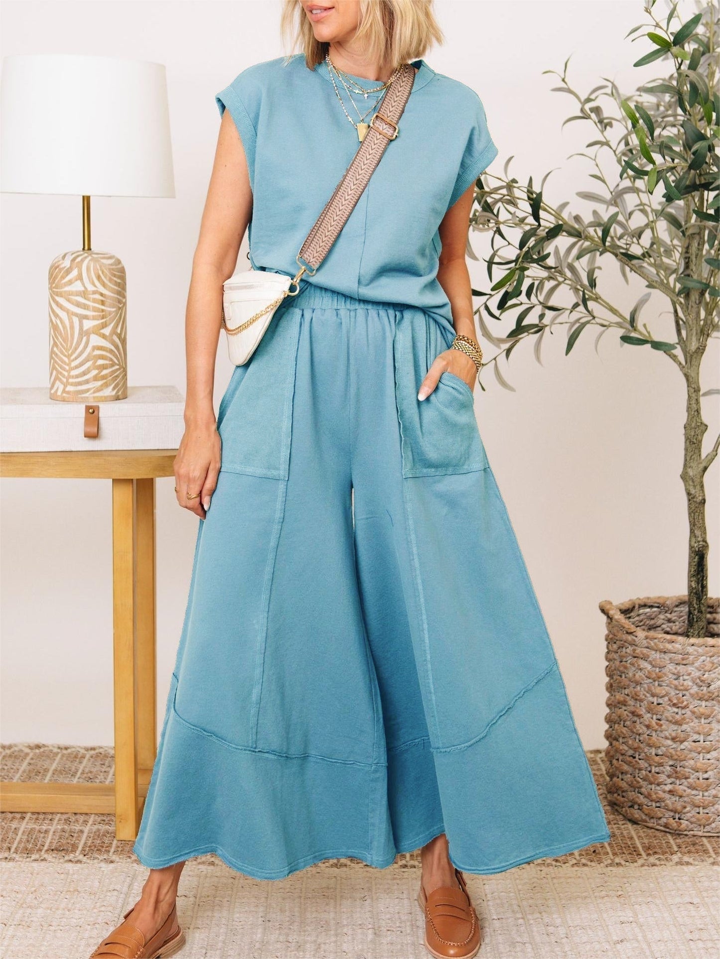 Clean Lines Top & Wide Leg Pants Set