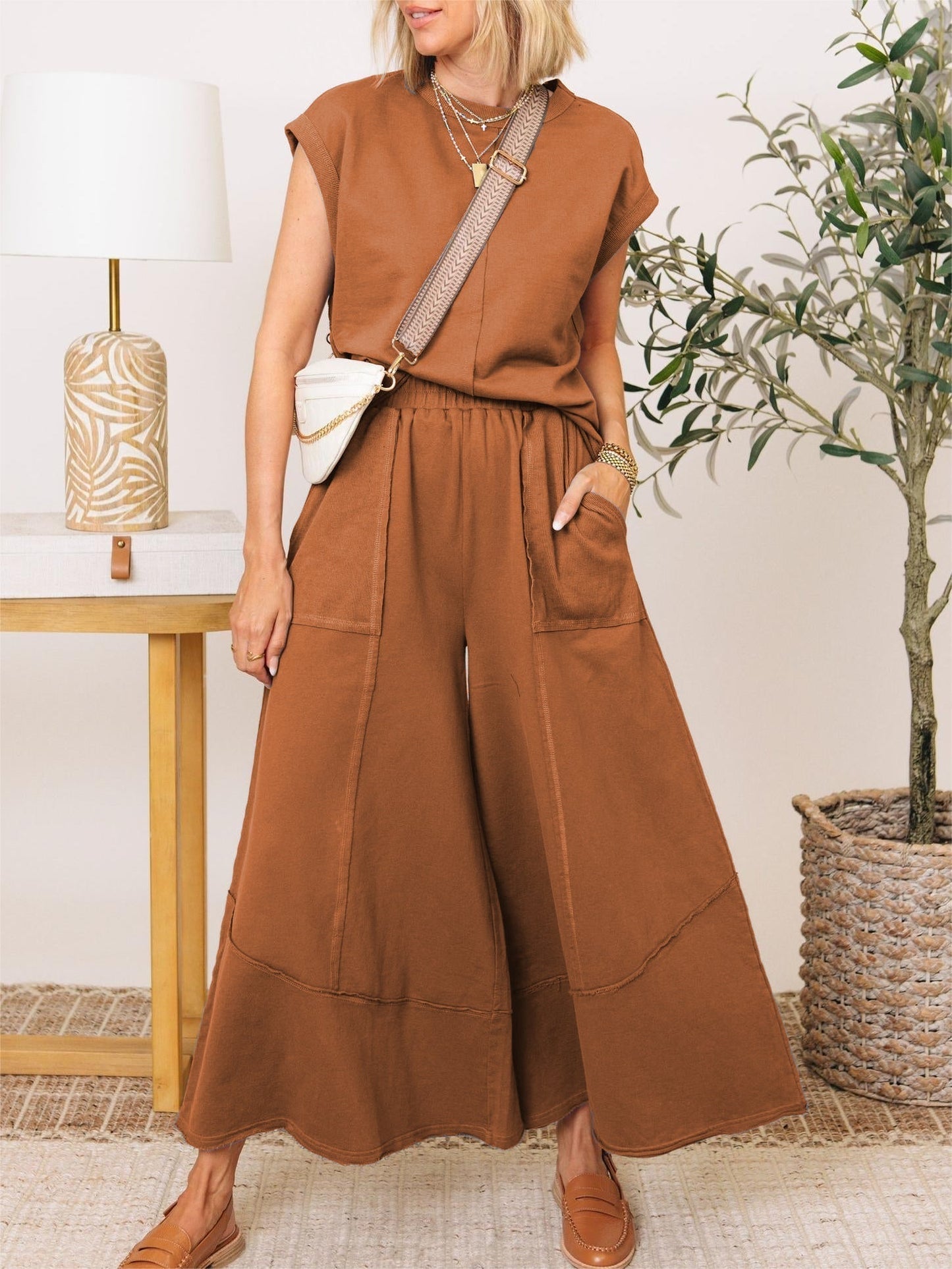 Clean Lines Top & Wide Leg Pants Set