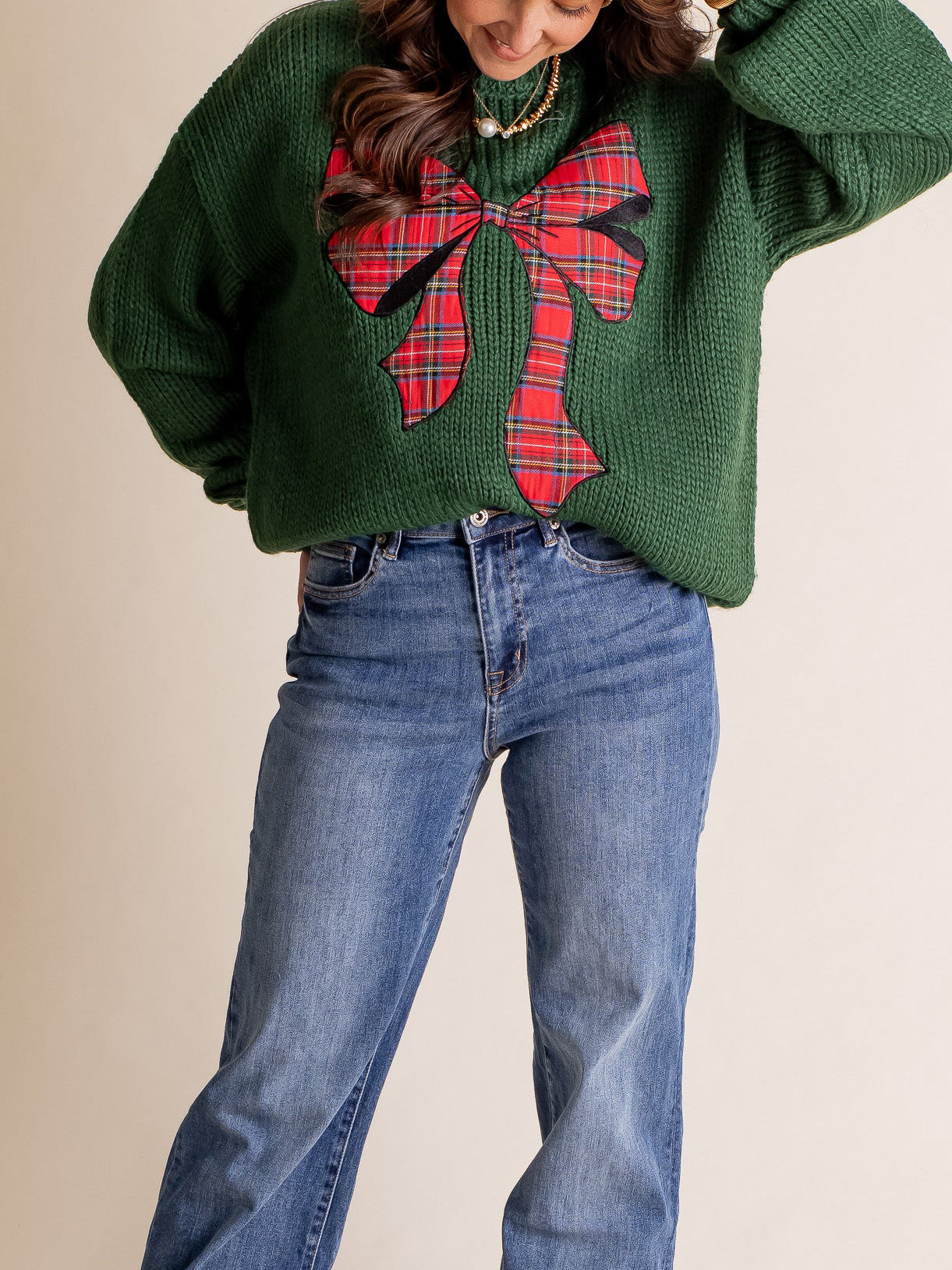 Women's Plaid Bow Sweater (Buy 2 Free Shipping)